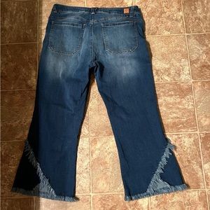 Democracy Mid Rise Fringe Hem Jeans